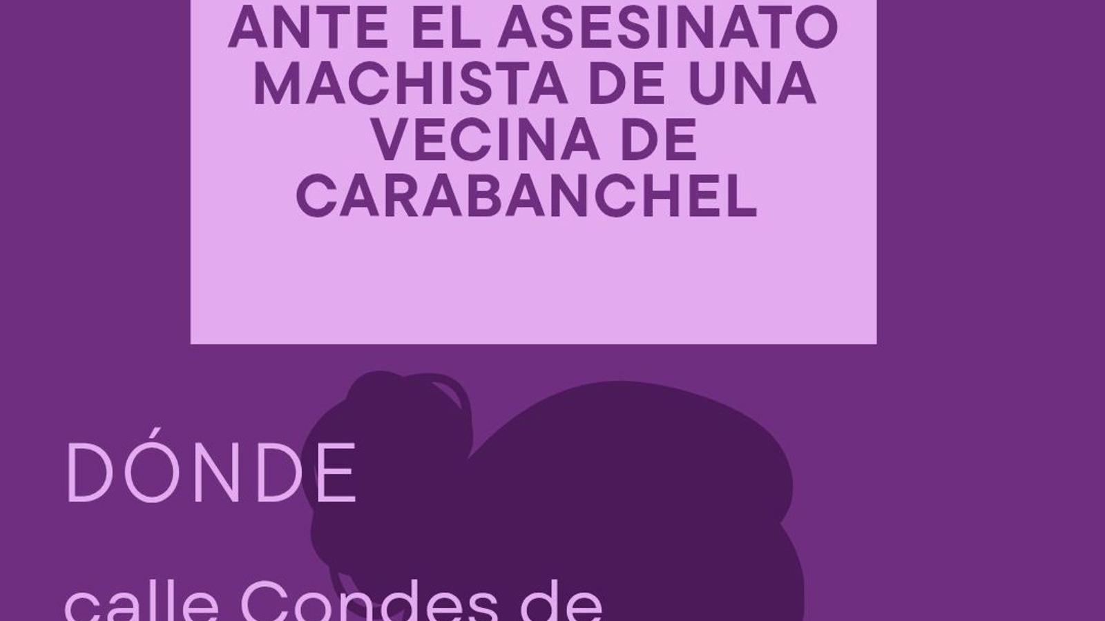 Carabanchel se concentra este domingo para condenar el presunto crimen machista