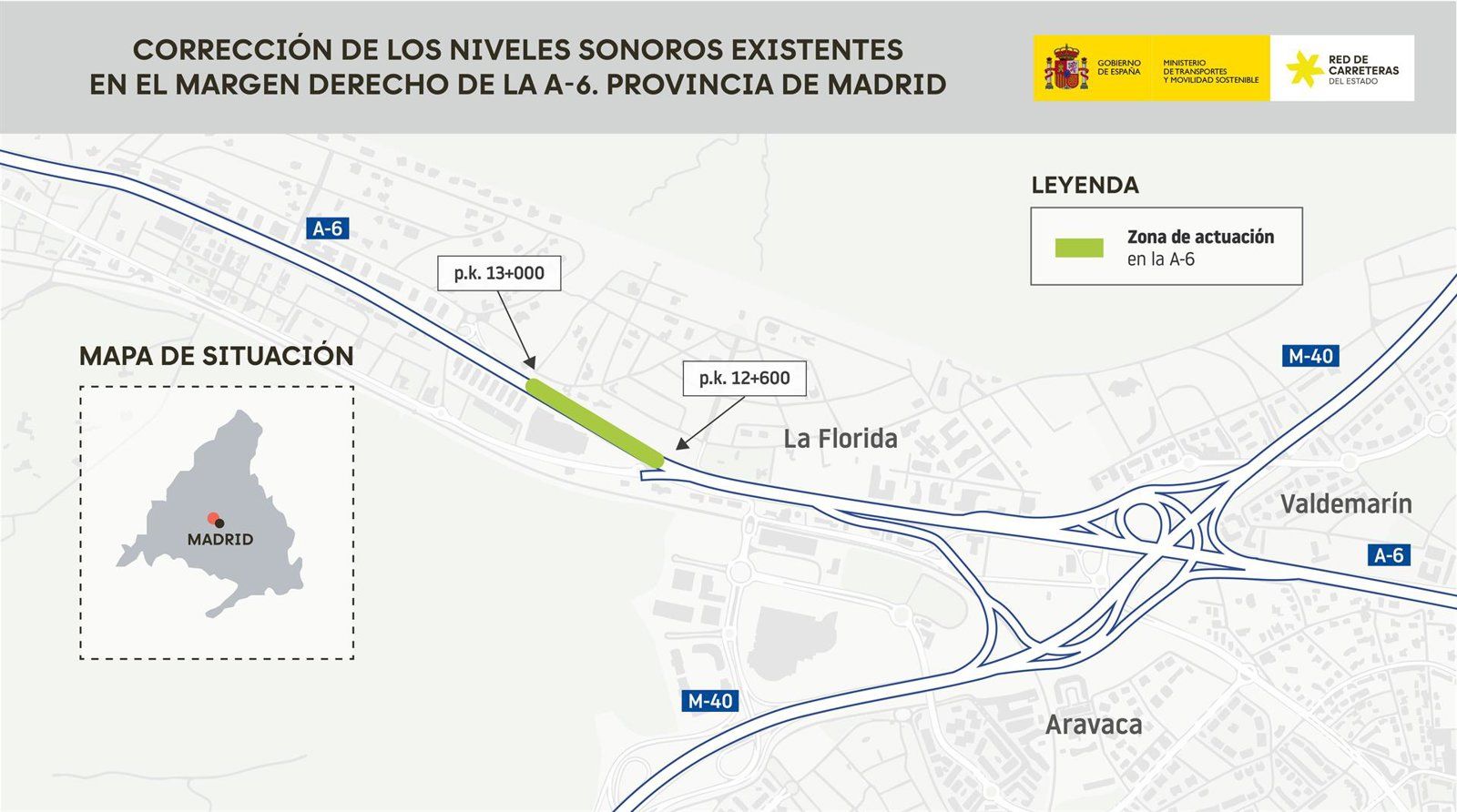 El Gobierno adjudica por más de 796.000 euros la mejora de las pantallas acústicas de la A-6 en Moncloa - Aravaca