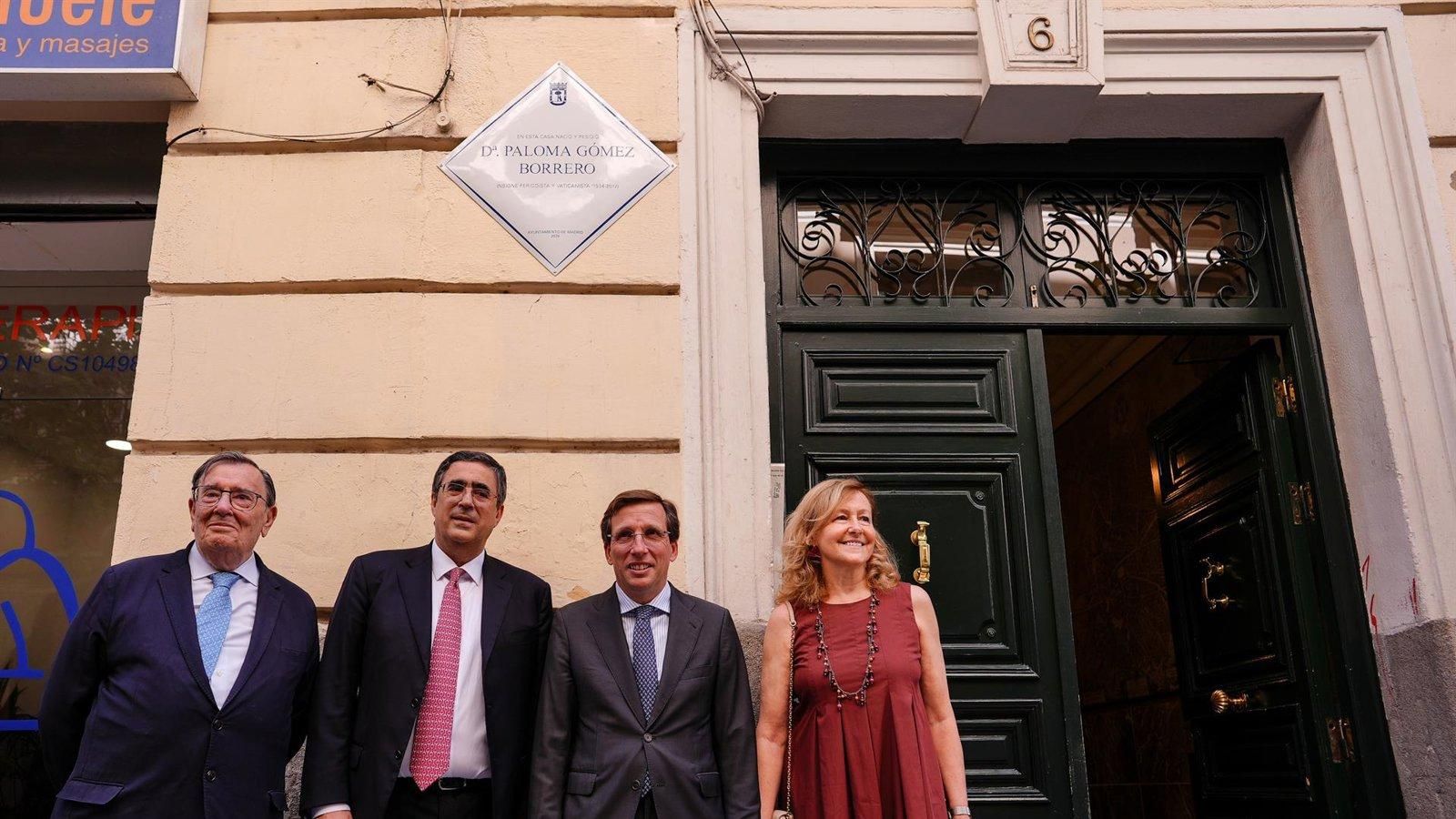 Madrid homenajea a Paloma Gómez Borrero con una placa en la calle Libertad