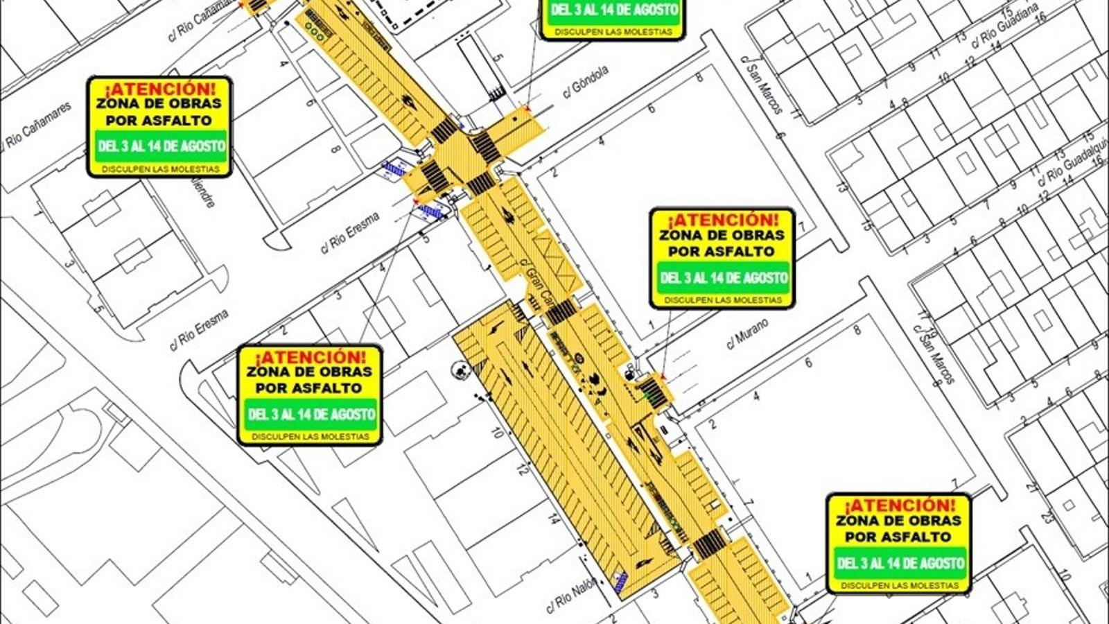 Alcalá: obras en Gran Canal desviará tráfico y autobús hasta agosto
