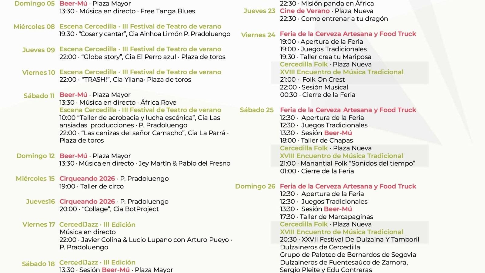Cercedilla celebra tres festivales de artes escénicas en julio