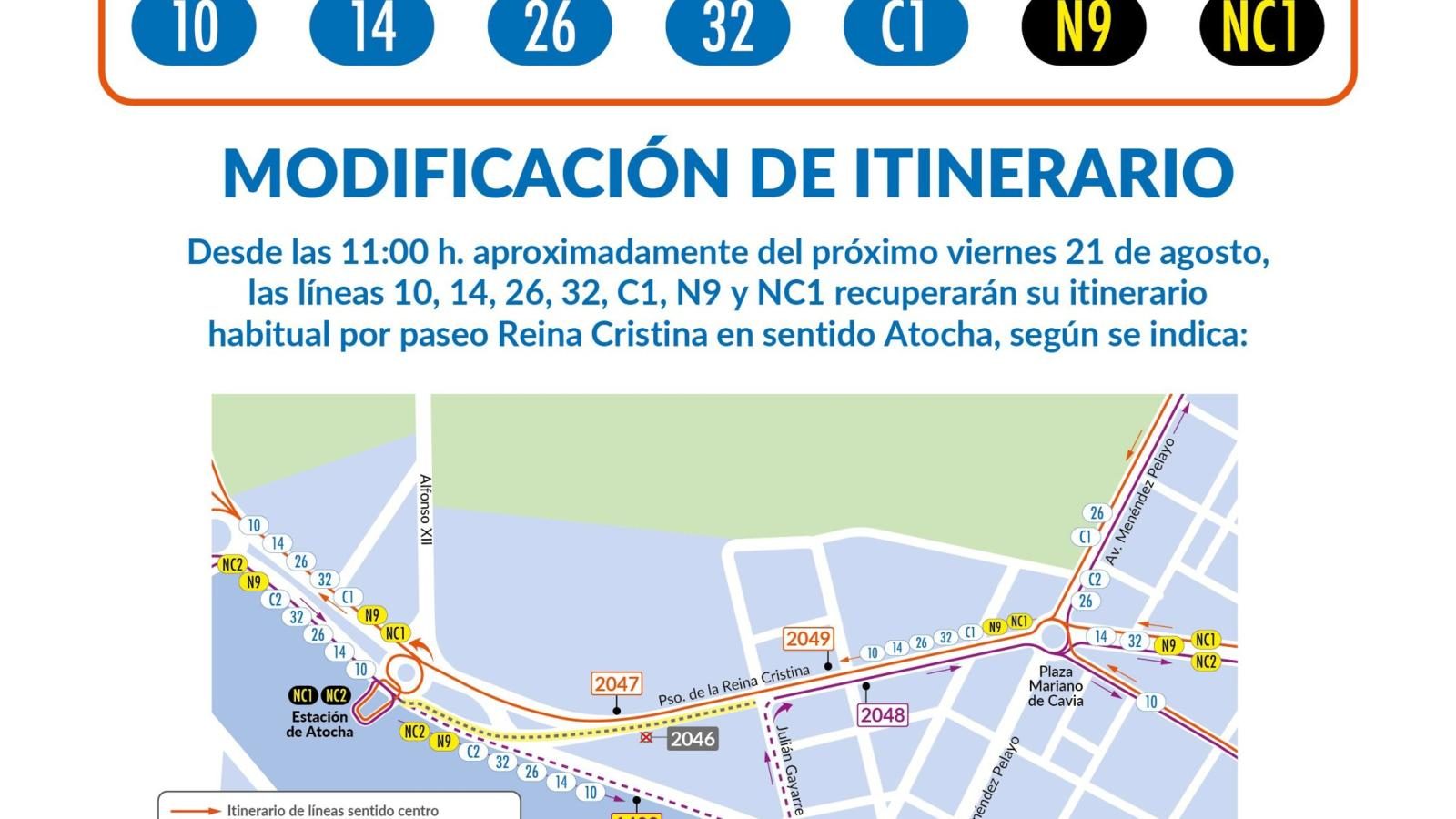 Siete líneas de la EMT recuperan sus recorridos habituales en Atocha Siete líneas de la EMT recuperan sus recorridos habituales en Atocha