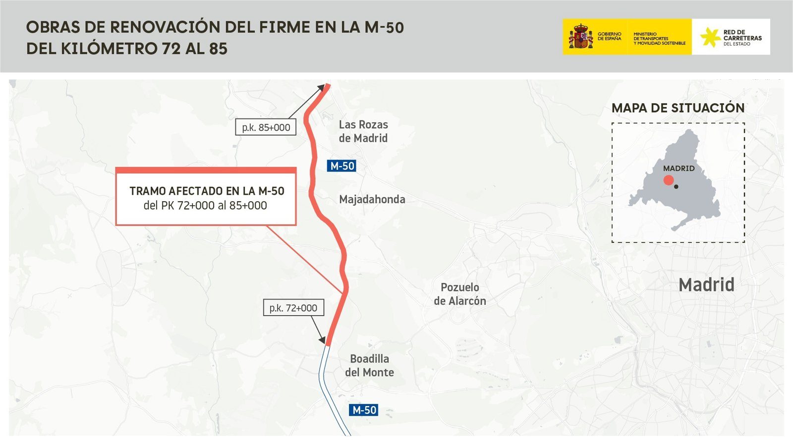 Segunda fase de renovación del pavimento en M-50 comienza agosto Segunda fase de renovación del pavimento en M-50 comienza agosto