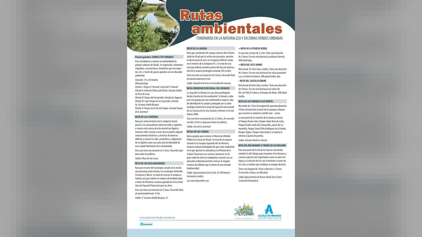 Alcalá lanza una nueva temporada de rutas ambientales gratuitas Alcalá lanza una nueva temporada de rutas ambientales gratuitas