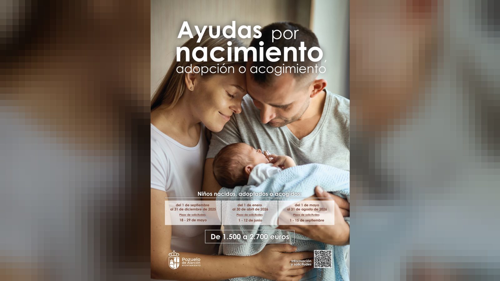 Pozuelo abre el plazo final para solicitar ayudas de hasta 2.700 euros por nacimiento, adopción o acogimiento