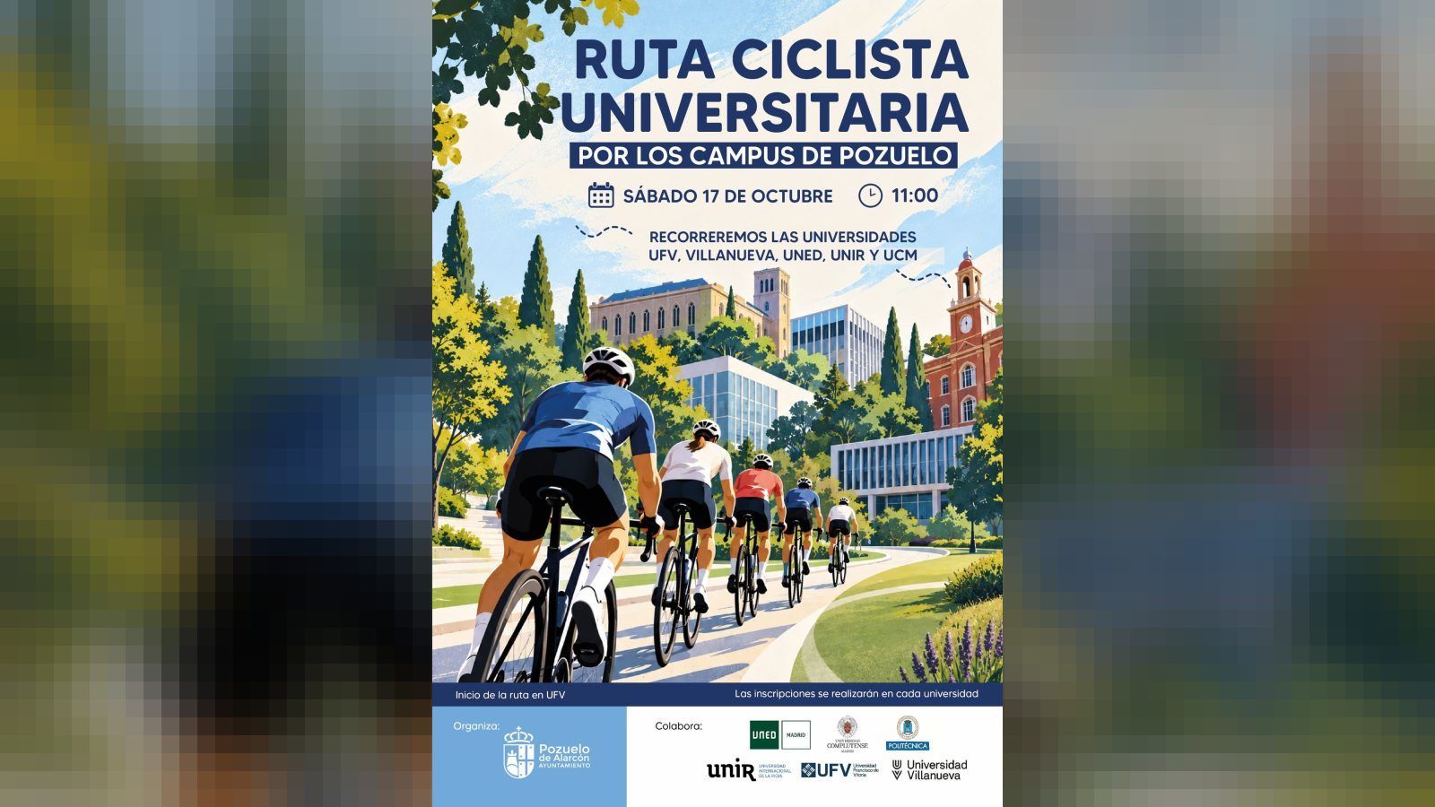 El Ayuntamiento organiza una ruta ciclista universitaria por los campus de Pozuelo este sábado El Ayuntamiento organiza una ruta ciclista universitaria por los campus de Pozuelo este sábado