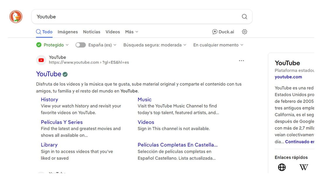 DuckDuckGo bloquea la mayoría de anuncios en YouTube