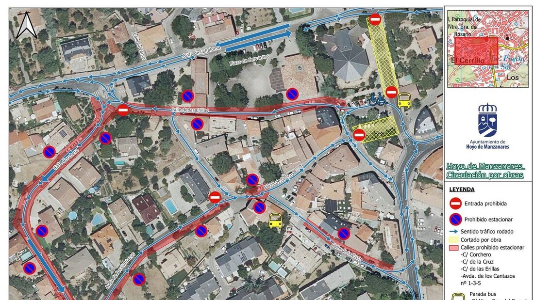 Cortes de tráfico y cambios en la línea 611 en Hoyo de Manzanares por obras