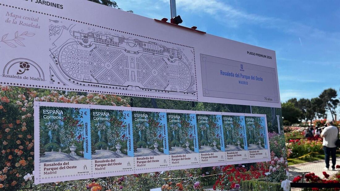 La Rosaleda del Parque del Oeste protagoniza un sello de Correos