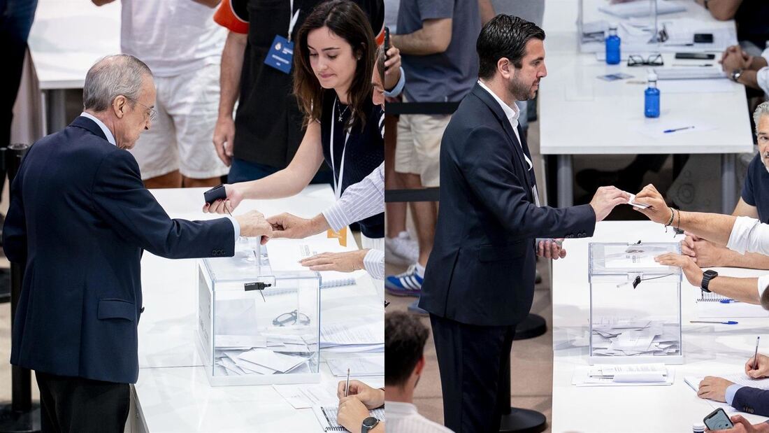 Florentino Pérez y Enrique Riquelme votan en las elecciones del Real Madrid