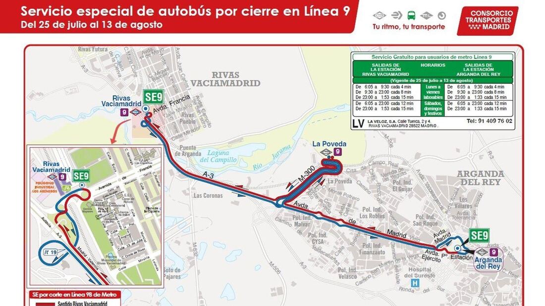 Metro Madrid cierra la Línea 9B entre Rivas y Arganda hasta el 13 de agosto