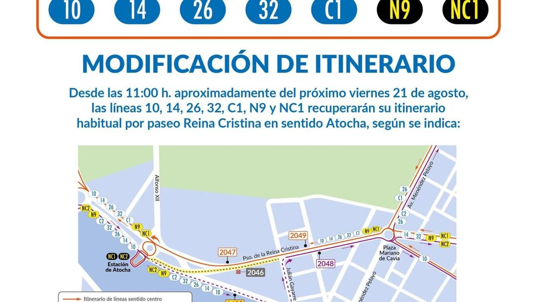 Siete líneas de la EMT recuperan sus recorridos habituales en Atocha