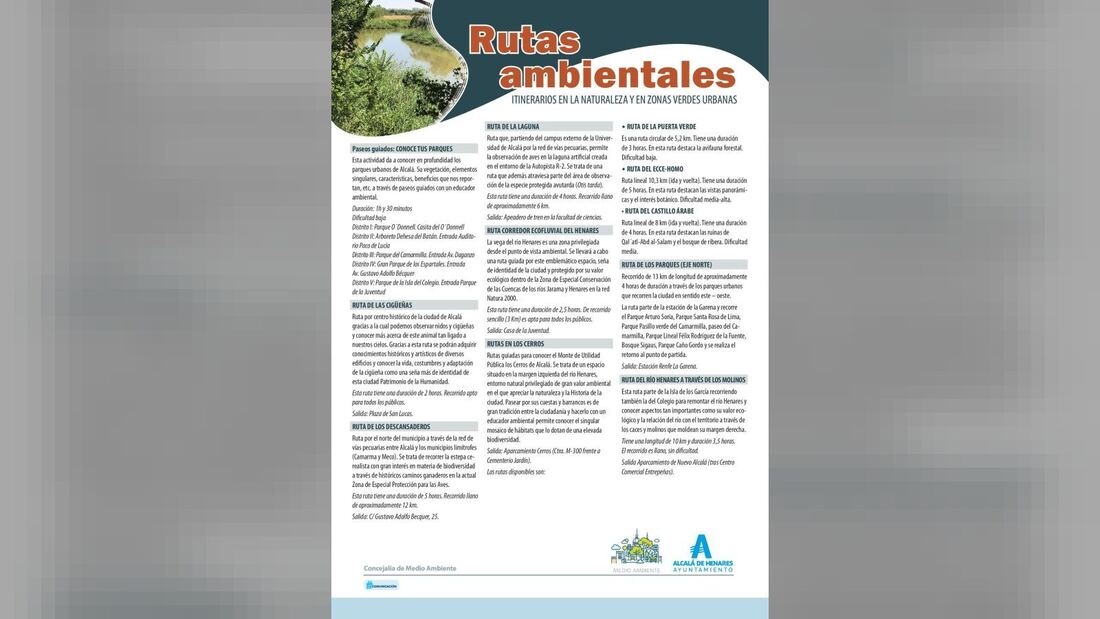 Alcalá lanza una nueva temporada de rutas ambientales gratuitas