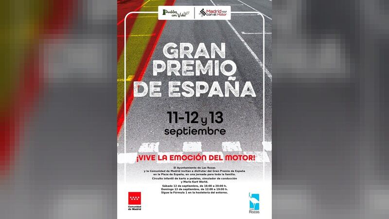 La Plaza de España de Las Rozas acogerá actividades familiares por el Gran Premio de Fórmula 1