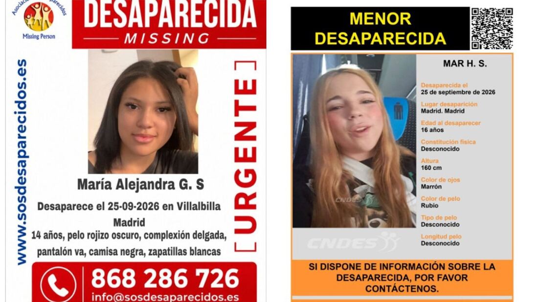 Se busca a dos menores de 14 y 16 años desaparecidas en Villalbilla y en Madrid